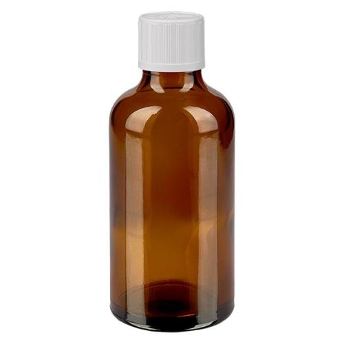 Flacon verre ambré 50 ml<br>+ bouchon compte-gouttes pour huiles essentielles